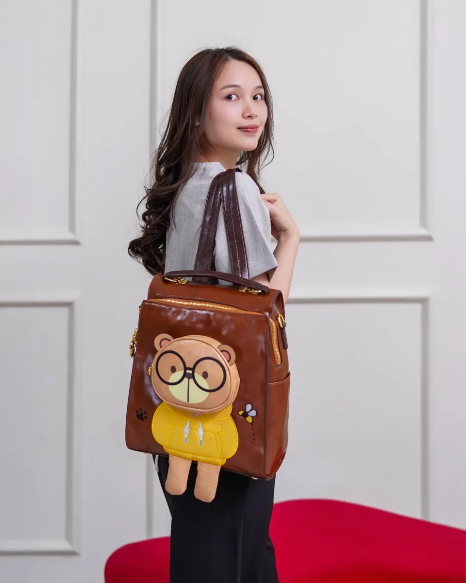 Mochila A4 en CREAM BEAR 3