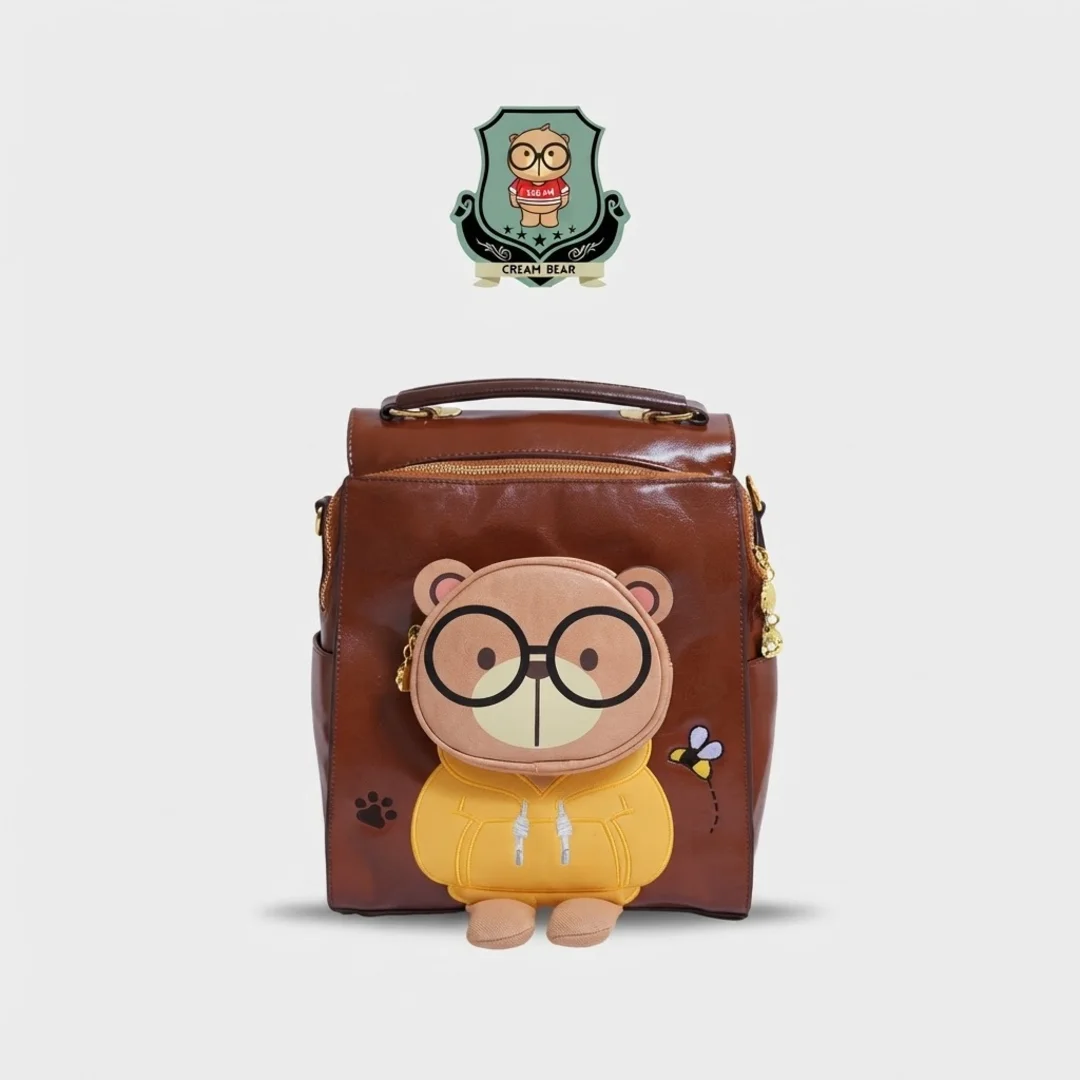 ✨ Mochila Cream Bear "Trio Bear" – Tamaño A5 🎒🐻 ✨ Mochila Cream Bear "Trio Bear" – Tamaño A5 🎒🐻